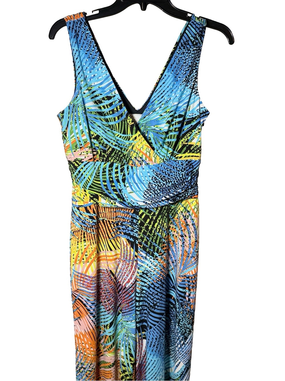 Tropical Print V-Neck  Pappagallo Jumpsuit Multicolor
